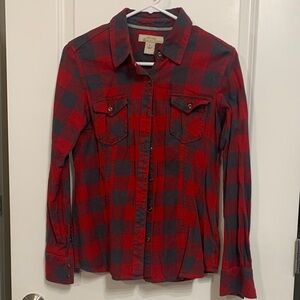 Natural Reflections Red and Gray Plaid Shirt